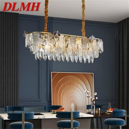 DLMH Chandelier Gold Oval Pendant Lamp Postmodern LED Lighting Fixture for Home Living Dining Room