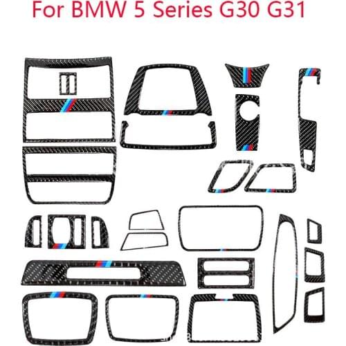 For BMW 5 Series G30 G31 Car Accessories True Carbon Fiber Car Interior Center Control CD Panel Frame Cover Sticker Trim