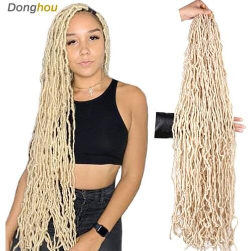 Donghou 613 Blonde 36 Inch Long Nu Soft Locs Crochet Hair Faux Locs Crochet Braids Pre Looped Distressed Faux Locs Braiding Hair