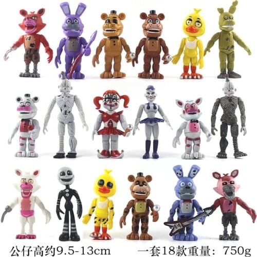 18pcs/set 11cm FNAF At Freddys Five Nights PVC Action Figure Nightmare Bonnie Foxy Fazbear Bear Model Doll Toys Figurine