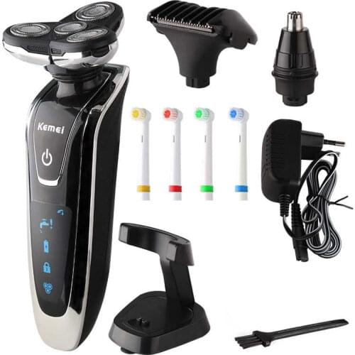 Kemei Multifunctional Electric Shaver Floating Rechargeable Electric Shaver Facial Oral Care 4 Blades Washable Electric Shaver45