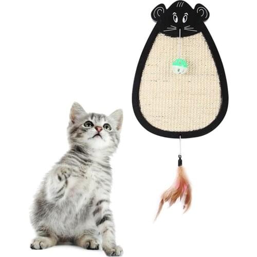 1pc Scratch Resistant Cat Scratcher Sisal Faux Feather Bell Ball Cat Scratch Board Cat Scratching Pad Pet Supplies Cat Favors