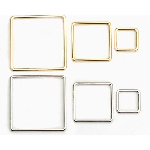 10 PCs Hot Zinc Based Alloy Connectors Hollow Square Findings For Jewelry Necklace Earrings DIY Gold Color 15mm x 15mm