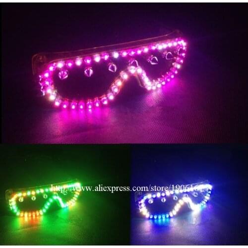 Colorful Led Luminous Party Glasses Led Light Up Growing Nightclub Glasses DJ Bar Singer Dancer Eyewear For Stage Show