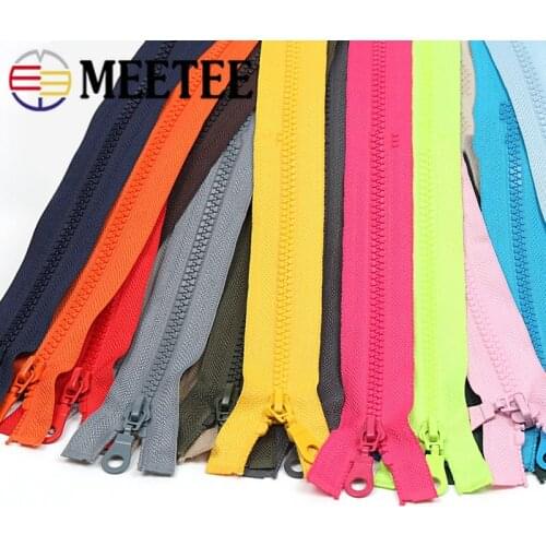 Meetee 5pcs 70cm/80cm 5# Resin Zipper Single Open-End Zip for Sportswear Repair Kit DIY Jacket Garment Sewing Zips Accessories