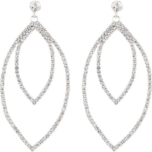 Fashion Shining Drop Earrings girl Inlay Gold Silver Color Rhinestone Earrings for Women Wedding Party Jewelry E612