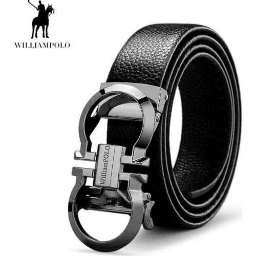 WILLIAMPOLO mens fashion leather belt automatic buckle luxury design dress belt 108-109p