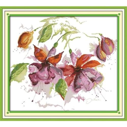 Gorgeous lily cross stitch kit flower 14ct printed fabric canvas stitching embroidery DIY handmade needlework