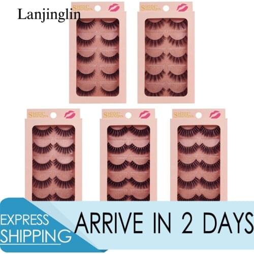 LANJINGLIN 5 pairs 3d mink lashes fluffy fake eyelash extension make up natural long false eyelashes mink lash faux cils