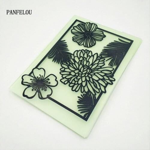PANFELOU Easter Needle flowers Embossing folders Plastic For Scrapbooking DIY Template Fondant Cake Photo Album Card Making