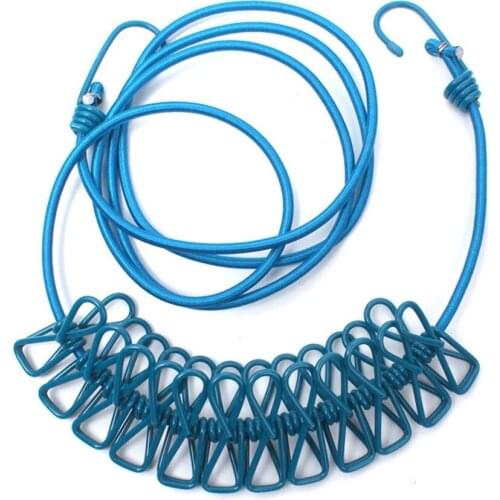Portable Travel Elastic Clothesline Adjustable Clothes Line With 12pcs Clothespin For Outdoor And Indoor Drying Rack For Clothes
