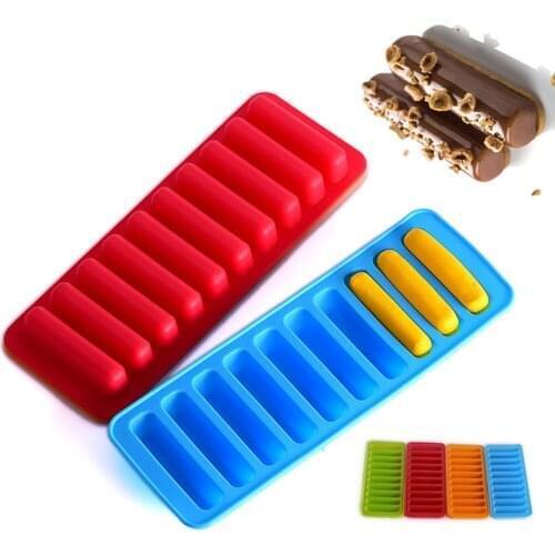 10 Holes Silicon Cookies Chocolate Moulds Sausage Finger Shaped Jelly Candy Cake Mold Pastry Oven Puff Ice Mould Tray Bakeware