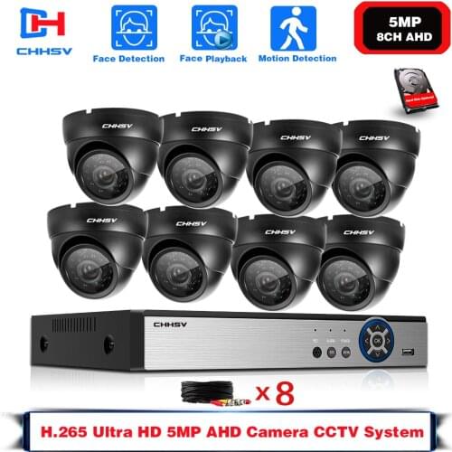 H.265 8Ch DVR CCTV Surveillance Security Camera System 4CH 5MP AHD Kit 4x5MP Outdoor Waterproof Night Vision Cameras HDMI DVR