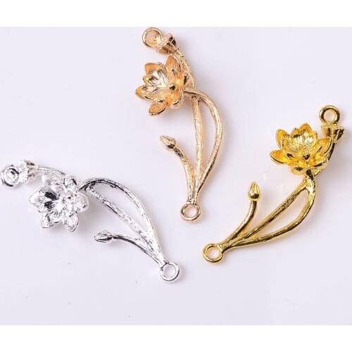 10 PCS 42*17mm Metal Alloy Branches Flowers Pendant Connectors DIY Accessories For Jewelry Making