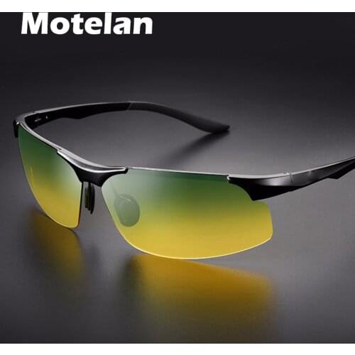 New Aluminum Rimless Polarized Men Sunglasses Day Night Driving Gradient Lens Driving Fishing UV400 Sun Glasses Oculos De Sol