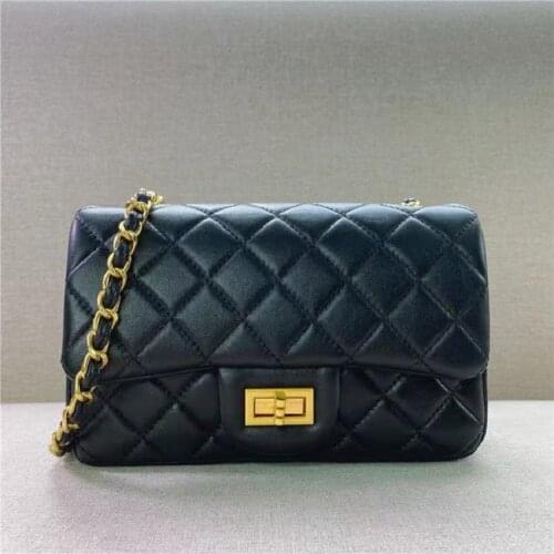 100% Real Cow Leather Chain Shoulder Bags Plaid Fashion Small Chains Flap Bag Handbag For Girls Womens Genuine Leather Handbags