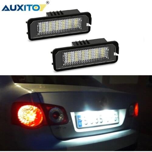 AUXITO 12V LED Canbus Car License Number Plate Light Lamp For Volkswagen VW Polo Golf 4 5 6 Passat CC Beetle Phaeton SEAT Leon
