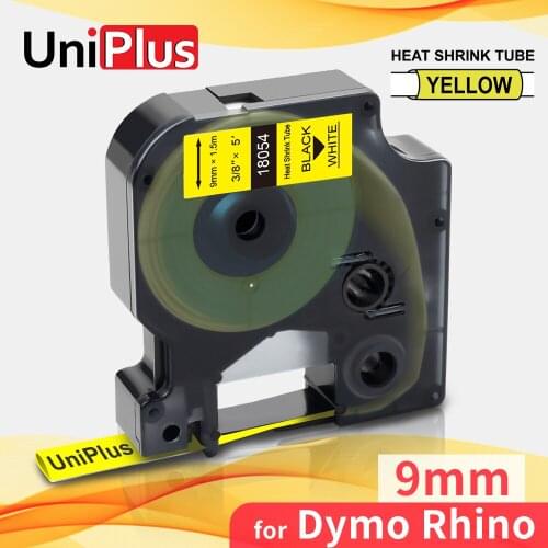 UniPlus Heat Shrink Tube 18054 Yellow Printer Ribbon Replace DYMO Rhino Label Tape 9mm Black on Yellow 6000 6500 5000 5200 Maker