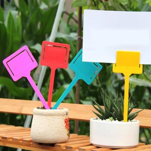 50Pcs T-type Gardening Waterproof Labels Tree Plant Markers Tags with Card Slot Colorful Garden Gadgets and Accessories Decor