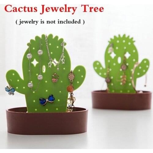 1pcs Plastic Cactus Shape Earrings Rings Holder Hangers Bracelet Jewelry Organizer Display Stand Storage Rack For Girls Women
