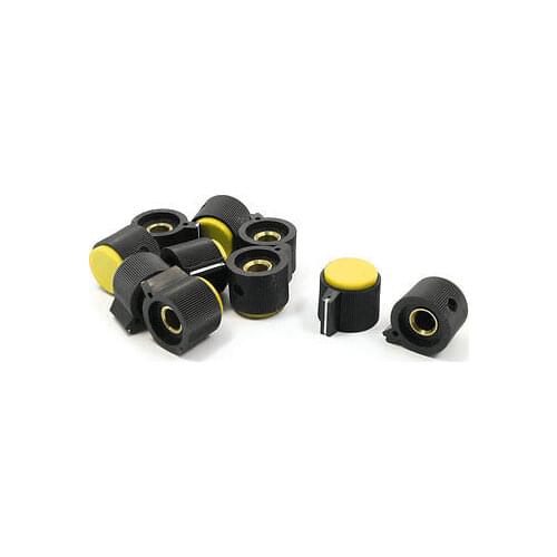 10pcs Nonslip Potentiometer Rotary Control Knobs 6mm Shaft Dia Yellow