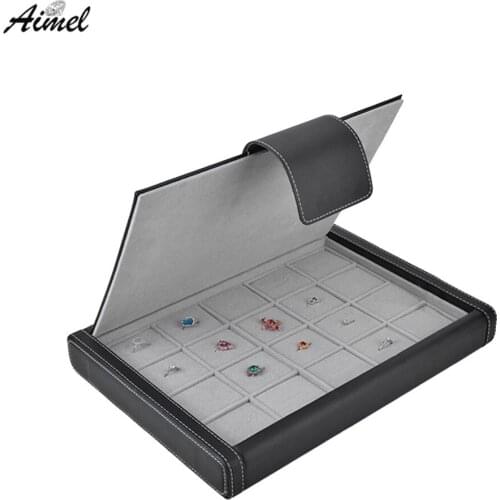 20 Slot Diamond Ring Jewelry Display Wedding Ring Earring Jewelry Storage Gift Tray Soft Pad Ring Jewelry Organizer Travel Box