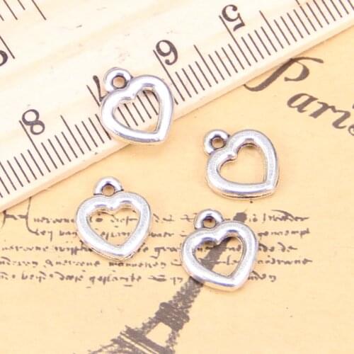 40pcs Charms heart 12x10mm Antique Pendants,Vintage Tibetan Silver Jewelry,DIY for bracelet necklace