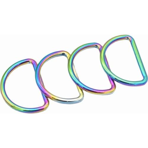 4/5'' 1'' 3/5''Rainbow D ring Non Welded D Buckles Semicircle Buckles Sliding D Rings Belt Buckles Strap Craft Hardware-6pcs