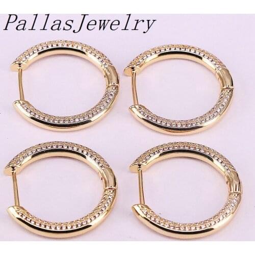 5Pairs Fashion Micro Pave CZ Gold Color Circle shaped Zirconia Clear CZ Hoop Earrings For Women