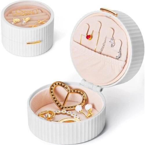 6XDA Travel Small Jewelry Storage Box Portable Jewelry Box Mini Jewelry Box 2-layer Jewelry Display Storage Box(Pink)