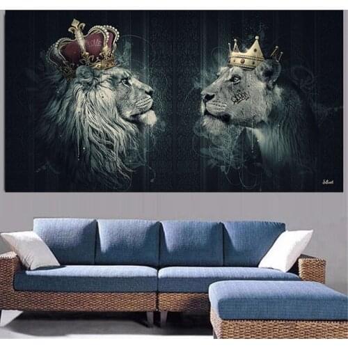 African Animal Lion Canvas Painting Artwork Abstract Animals Poster and Print Wall Art Animal Pictures Living Room Decoration