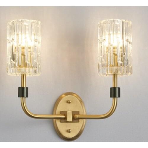 Simple model room background wall decoration American full copper wall lamp light luxury post modern living room bedroom bedside