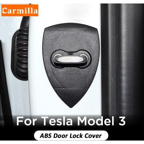 Carmilla 4Pcs/Set ABS Car Door Lock Protection Cover for Tesla Model 3 Model3 2016 2017 2018 2019 2020 2021 Accessories