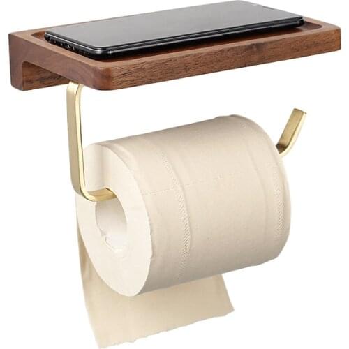 Paper towel rack toilet toilet roll holder solid wood mobile phone rack wooden free order toilet paper shelf free punching