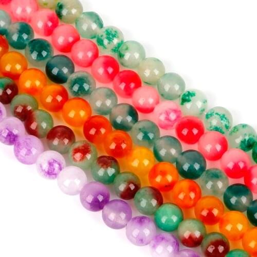 Natural Stone Beads Dyed Color Jades Beads 6/8/10mm Round Loose Spacer Beads For Jewelry Making DIY Necklace Bracelet