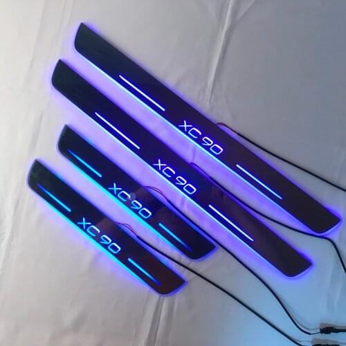 Express delivery led door sill plate strip welcome light threshold guard protectors for Volvo XC90