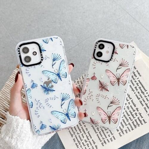 INS Brand Cute Butterfly Phone Case For iPhone 12 Mini 11 Pro XS Max XR 12Pro SE 2020 7 8 Plus X Shockproof Silicone Soft Cover