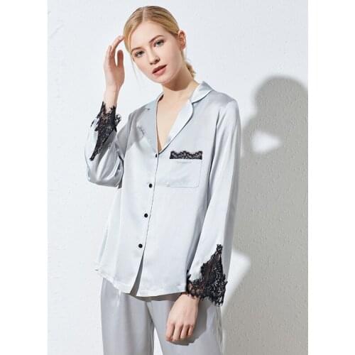 Pure Silk Pajamas Sets 100% Mulberry Silk Female Real Silk Homewear Long Sleeve Trouser 2pieces Summer Sleepwear Women Pijama