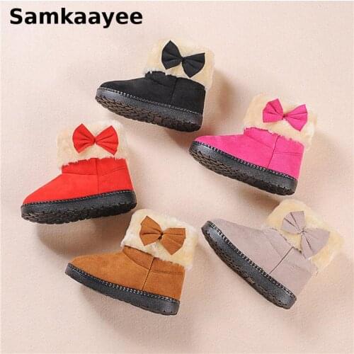 0-18y Children Shoes Kids Boots Winter Baby Martin Boats Girls Bow Ankle Boots Toddler Princess Shoes Non-slip Warm Sneakers Y27