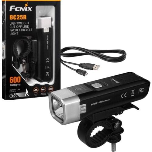 Fenix BC25R Micro USB rechargeable bike light Cree XP-G3 LED 600 lumen cycling light Built-in 2600mAh Li-ion battery
