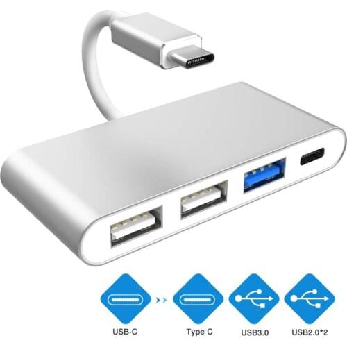 Type C Hub with USB3.0 Double USB2.0 USB C Female Power Port Multi-Port USB C to USB OTG Data Adapter for Macbook Samsung Huawei