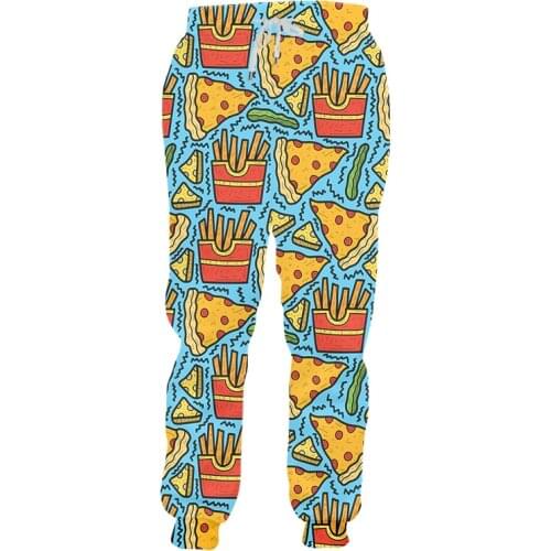 IFPD Fashion Jogger Pants Men 3D French Fries Pizza Printed Graffiti Harajuku Sport Running Pants Hip Hop Streetwear Wholesale
