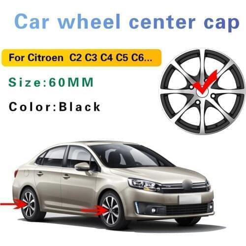 4PCS 60mm Black Car Wheel Center Caps Cover Hub Cap Auto Accessories For Citroen DS3 DS5 C2 C3 C4 C5 C6 C-Quatre C1 C8 C4L