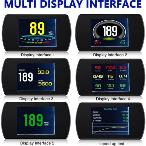 Multiple Head Up Display HUD OBD2 GPS Speedometer Speed RPM Fuel Consumption Driving Time with Alarm Buzz Projector P12 T800