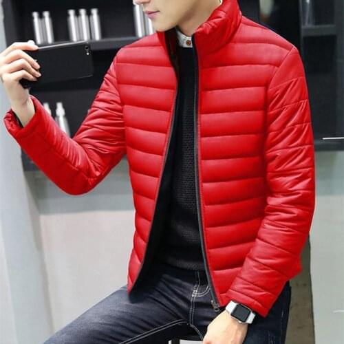 Men jacket Plus Size Men Solid Stand Collar Long Sleeve Cotton-padded Coat Outwear Winter Men Coats Comfortable Male Outwear