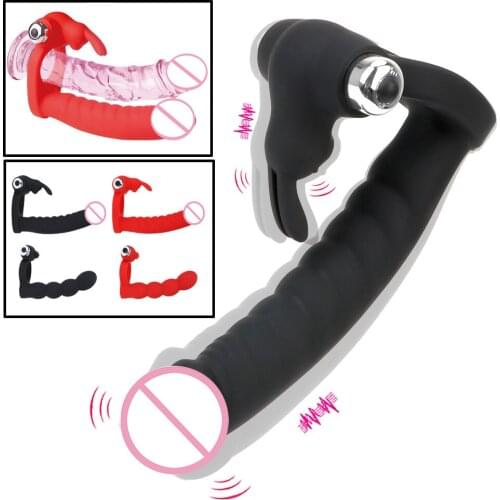 Double Penetration Men Penis Vibration Ring Sex intercourse Dildo Anal Bead Butt Plug Prostate Massager G Spot Vibrator Sex Toys