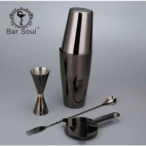 Bar Soul Japanese Cocktail Set Stainless Steel Bar Tools Professional Bartender Tools Shaker Jigger Spoon Muddler Bartender Set