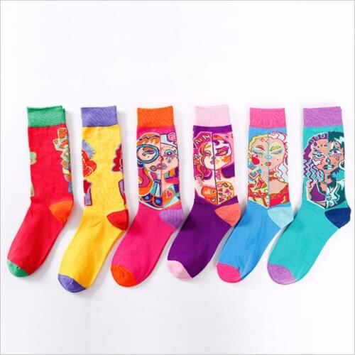 New Product Socks European and American Harajuku Ing Tide Socks Creative Socks Comic Cartoon Bright Color Couple Socks