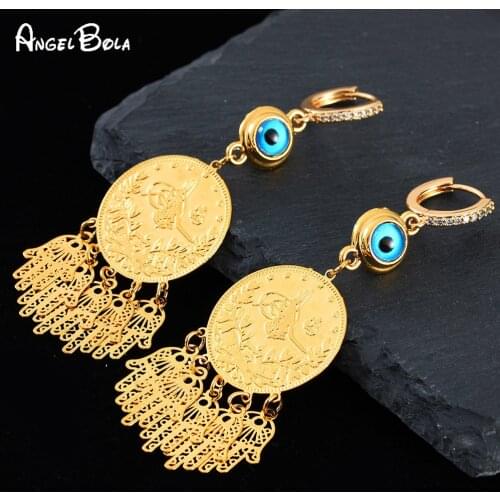 New Fashion Fringe Ladies Long Earrings Gold Round Lucky Devil Eye Earrings Wedding Party Party Ladies Luxury Jewelry