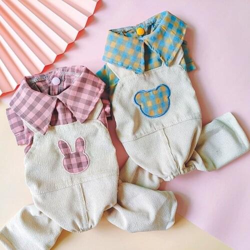 New corduroy dog jumpsuit in spring, summer and autumn, pet bib, thin Bomeibi bear Teddy dog clothes